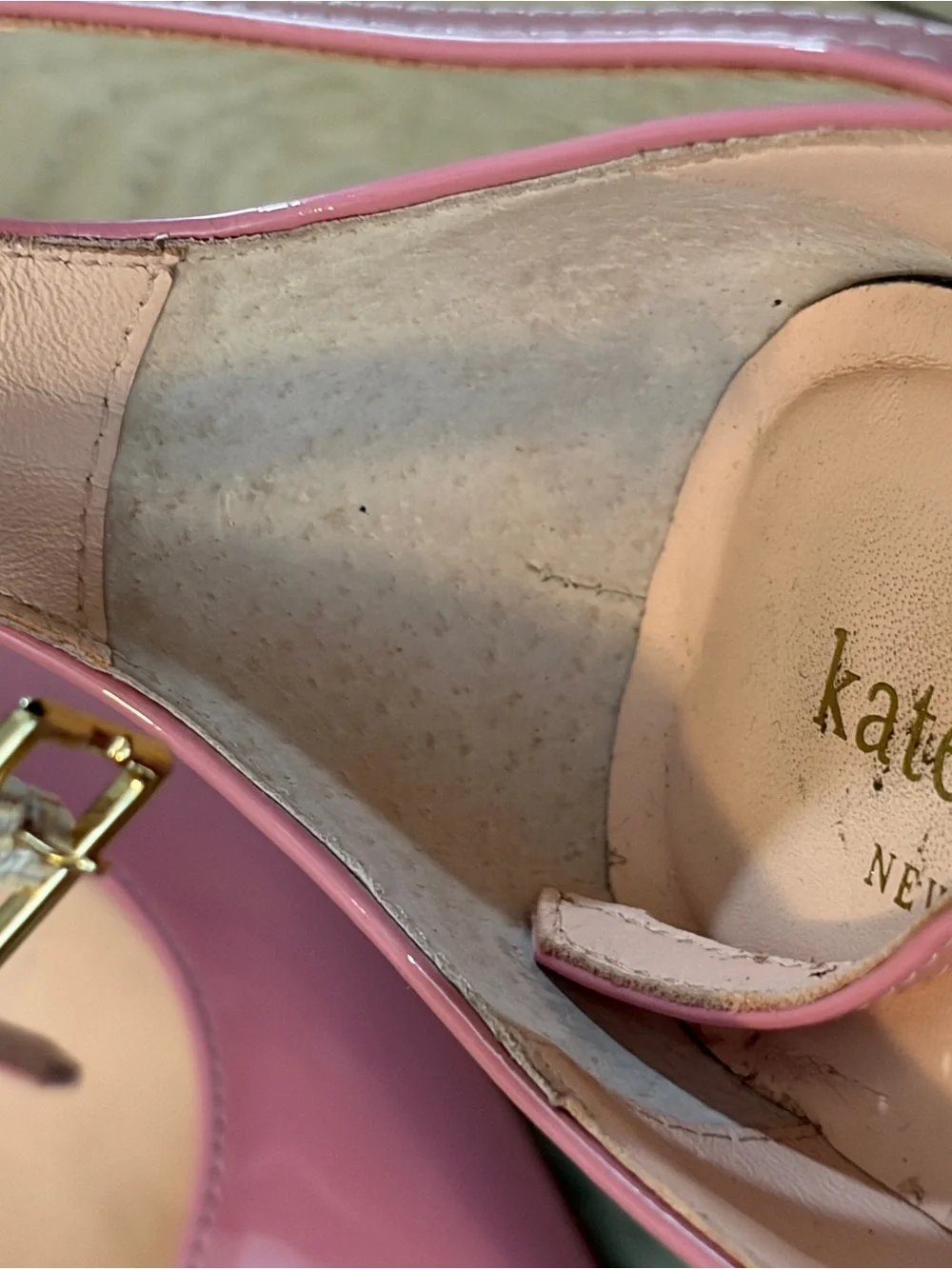 kate spade Pink Patent Pointed-Toe Pumps with Ankle Strap size 6.5